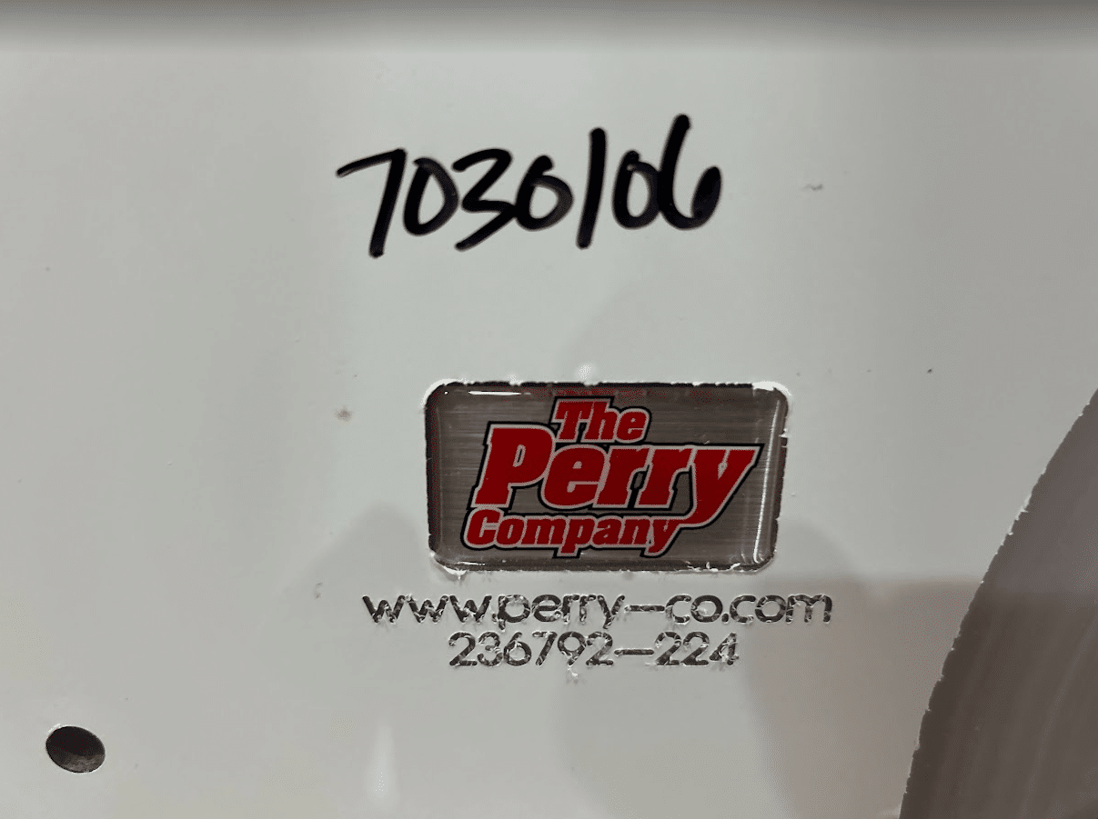 Perry Company label and part number 7030106 on the Kubota SSV polycarbonate windshield replacement panel
