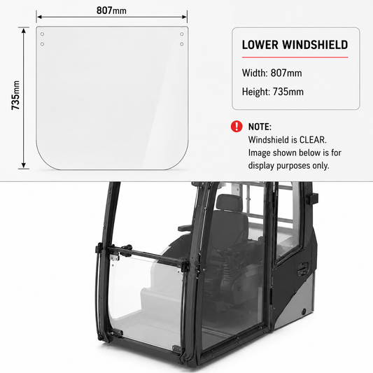 Caterpillar Excavator Front Lower Tempered Glass | Replaces OEM #282-6524