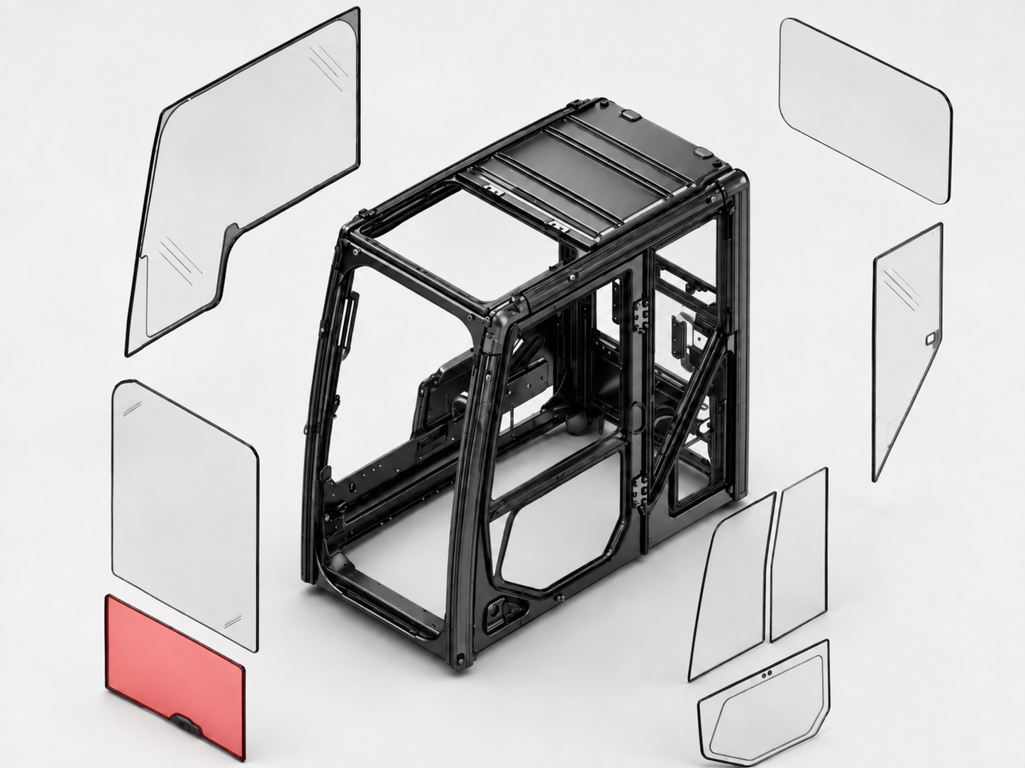 Caterpillar Excavator Front Lower Tempered Glass | Replaces OEM #316-8854
