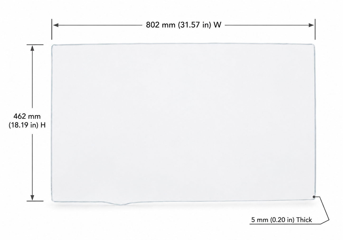 Caterpillar Excavator Front Lower Tempered Glass | Replaces OEM #316-8854
