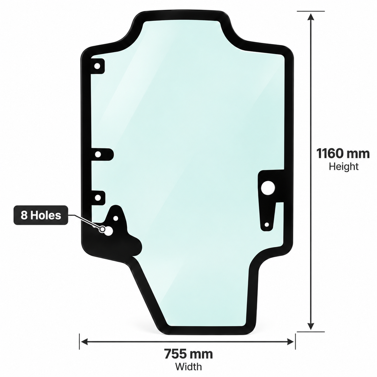 Case SR/SV Single Wiper Front Door Glass Replacement | Replaces OEM #84344565