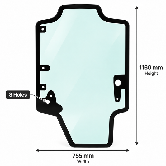 Case SR/SV Single Wiper Front Door Glass Replacement | Replaces OEM #84344565