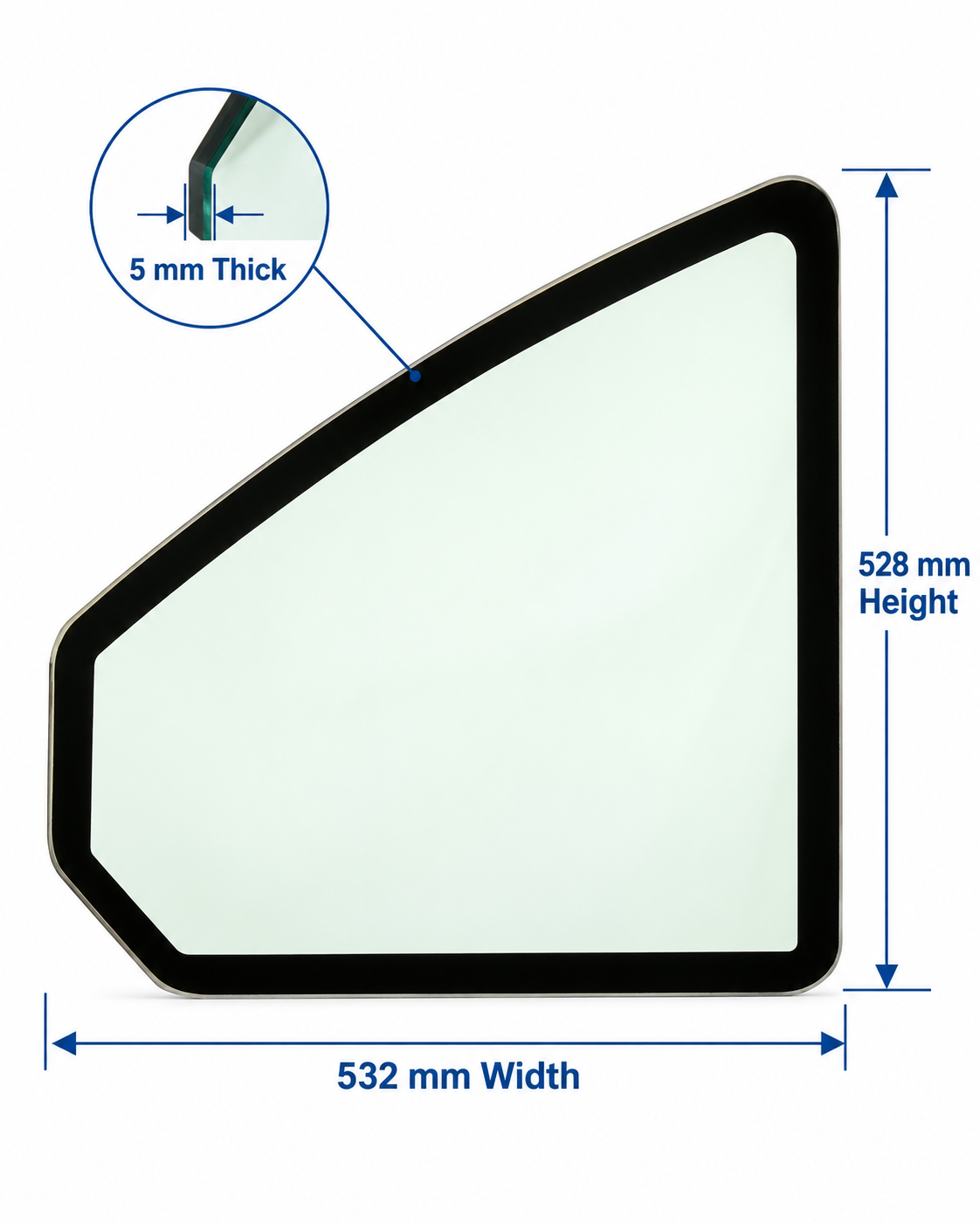 John Deere 26G & 35G Mini Excavator Door Lower Glass Replacement | Replaces OEM #FYD00006276
