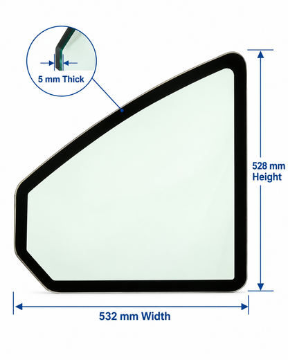 John Deere 26G & 35G Mini Excavator Door Lower Glass Replacement | Replaces OEM #FYD00006276