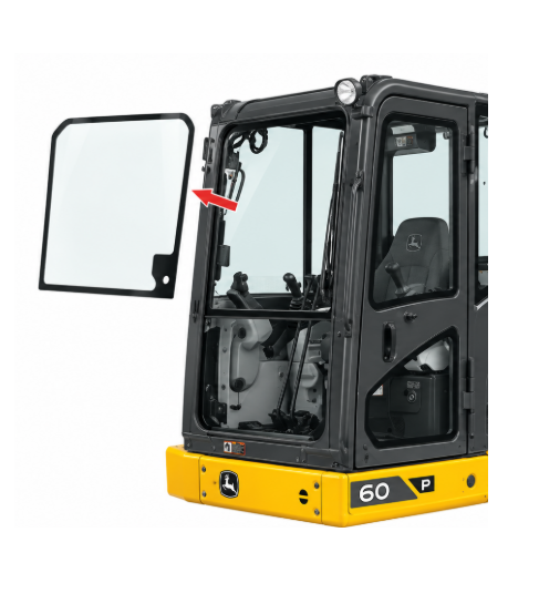 John Deere 60G & 60P Mini Excavator Front Upper Glass Replacement | Replaces OEM #FYD00004957