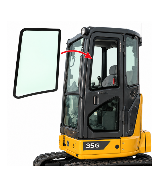 John Deere 26G & 35G Mini Excavator Door Upper Glass Replacement | Replaces OEM #FYD00006274