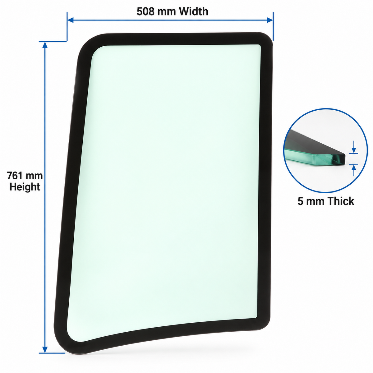 John Deere 26G & 35G Mini Excavator Door Upper Glass Replacement | Replaces OEM #FYD00006274