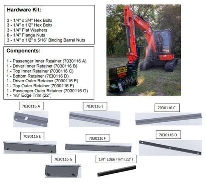 Kubota KX040-5, KX057-5, U48-5, U55-5 Excavator Windshield & Mechanical Fastening System