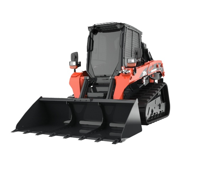 Eurocomach 20TL skid steer front view with closed cab and tinted windshield replacement panel