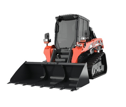 Eurocomach 20TL skid steer front view with closed cab and tinted windshield replacement panel