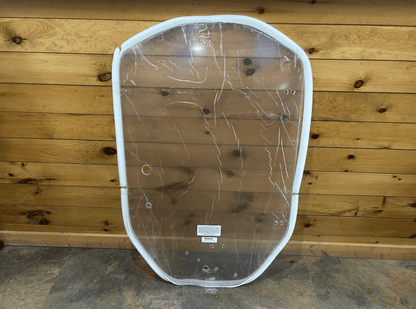 ASV Max-Series polycarbonate windshield replacement, front view showing pre-drilled mounting holes and clear lexan panel