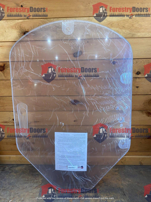 John Deere G Series small frame polycarbonate windshield front view in protective packaging
