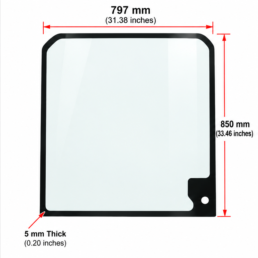 John Deere 60G & 60P Mini Excavator Front Upper Glass Replacement | Replaces OEM #FYD00004957
