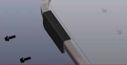 3D illustration of the metal retainer plate and bolt hardware used in the Kubota SSV windshield metal fastening system