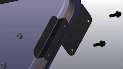 3D render of corner metal retainer bracket and hex bolts for Kubota SVL front windshield fastening system
