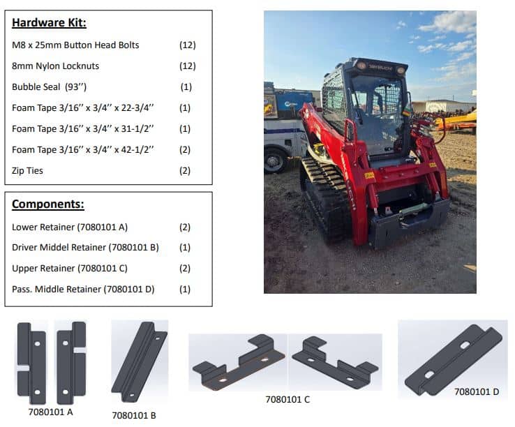 Takeuchi TL10V2/TL12R2/TL12V2 Skid Steer Windshield Parts